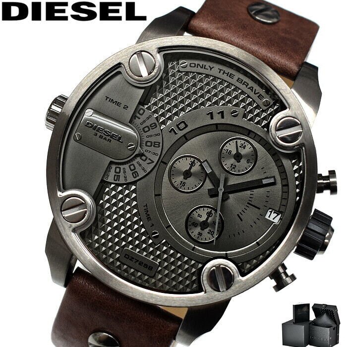 Diesel DZ7258 Little Daddy SBA Men's Watch – Grey Dial & Brown Leather Strap