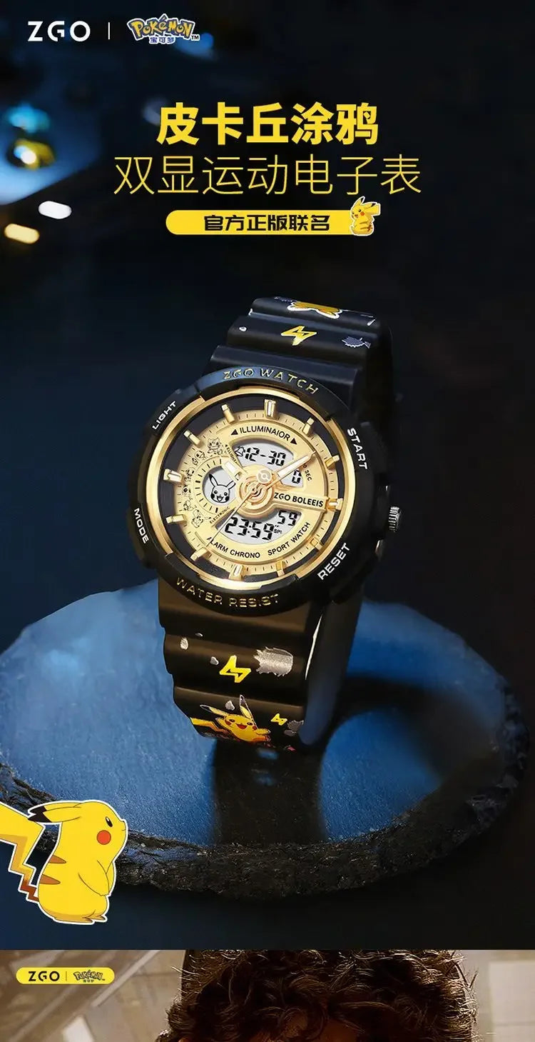ZGO Co-branded Anime Series Watch Men's Sports Waterproof Student Trend Pikachu Quartz Electronic Watch Gifts