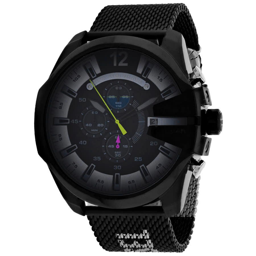 Diesel DZ4514 Mega Chief Chronograph Men's Watch – Black Dial & Black Mesh Bracelet