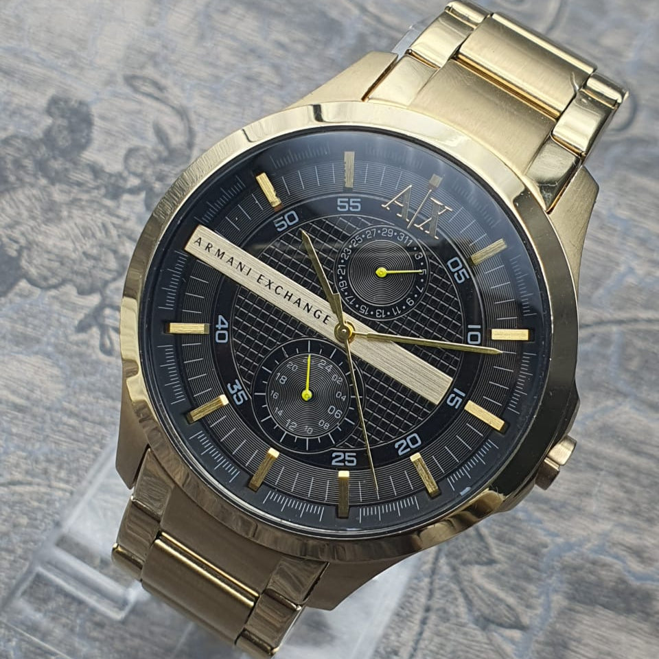 Armani Exchange Hampton AX2122 Men's Chronograph Watch – Black Dial with Gold Stainless Steel Strap